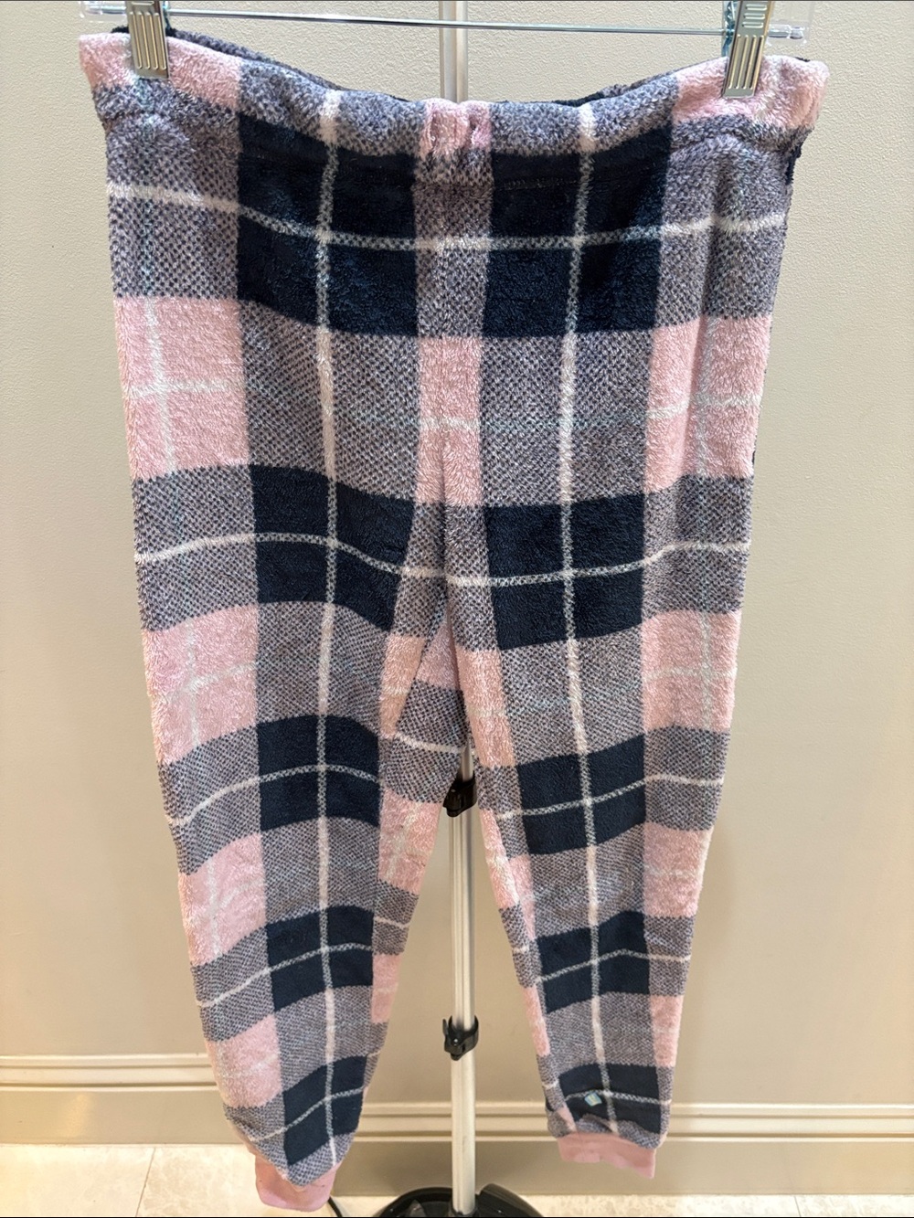 Secret Treasures Pink and Navy Plaid Fleece Lounge Pants
